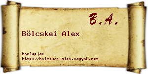 Bölcskei Alex névjegykártya